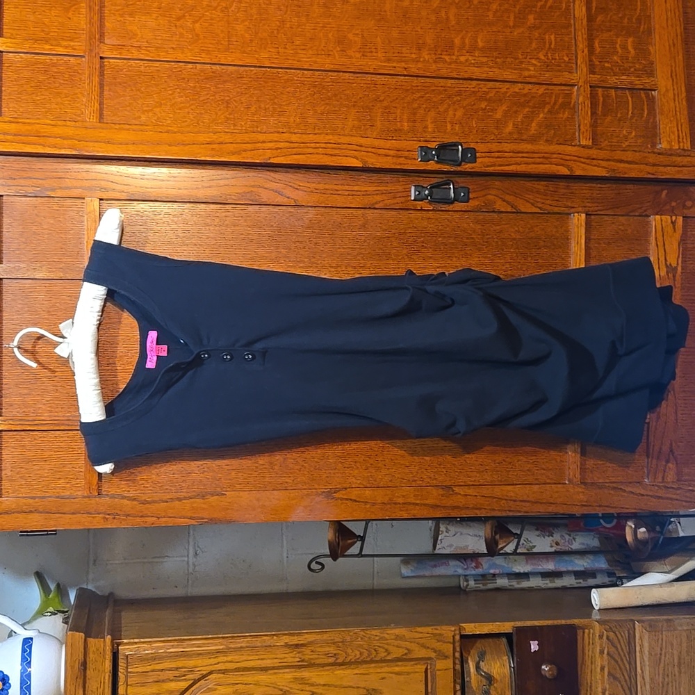 Size P Black Gathered Betsey Johnson Sleeveless Dress